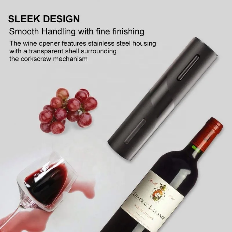 Hot Selling Automatic Wine Corkscrew One Touch Button Reusable Electric Opener Battery Operated Bottle Openers With Foil Cutter