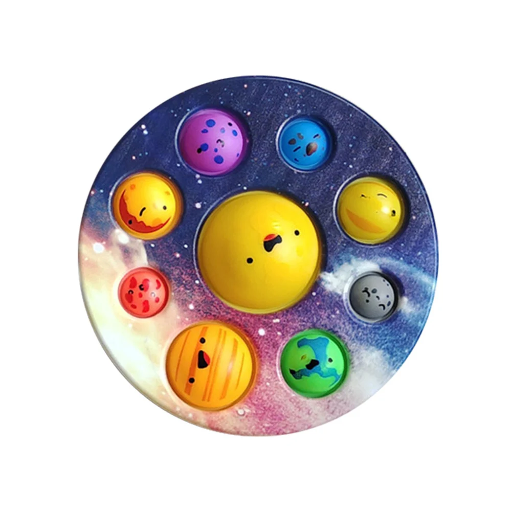 New Colorful 8 Planets Popit Fidget Toys Stress Relief Colorful Plastic Pressure Relieving Toys New Simple Fidget Toys