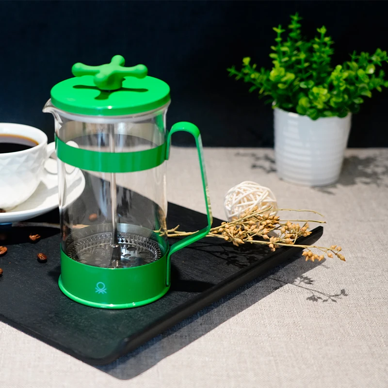 Прямая поставка с фабрики зеленая пластиковая ручка пресс-горшок для французского пресса Большая Кофеварка экологически чистый французский пресс