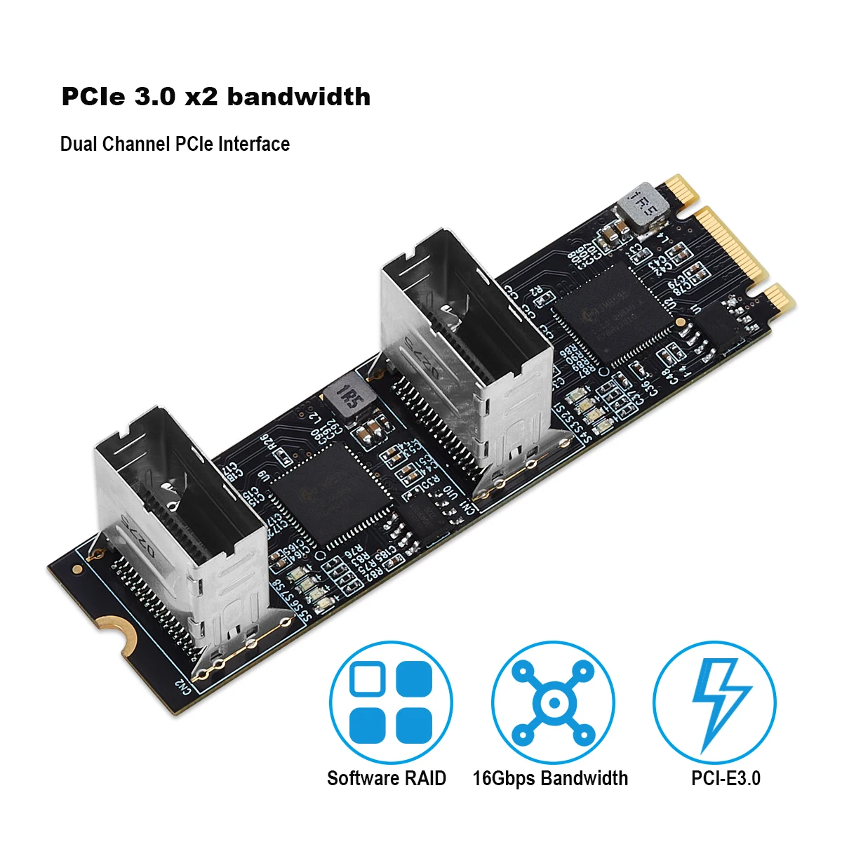 M.2 PCIe3.0 to 8 Ports SATA 6G Multiplier Controller Card with 2 Mini SAS Interface B/M key NGFF To 6Gbps SATA adapter card