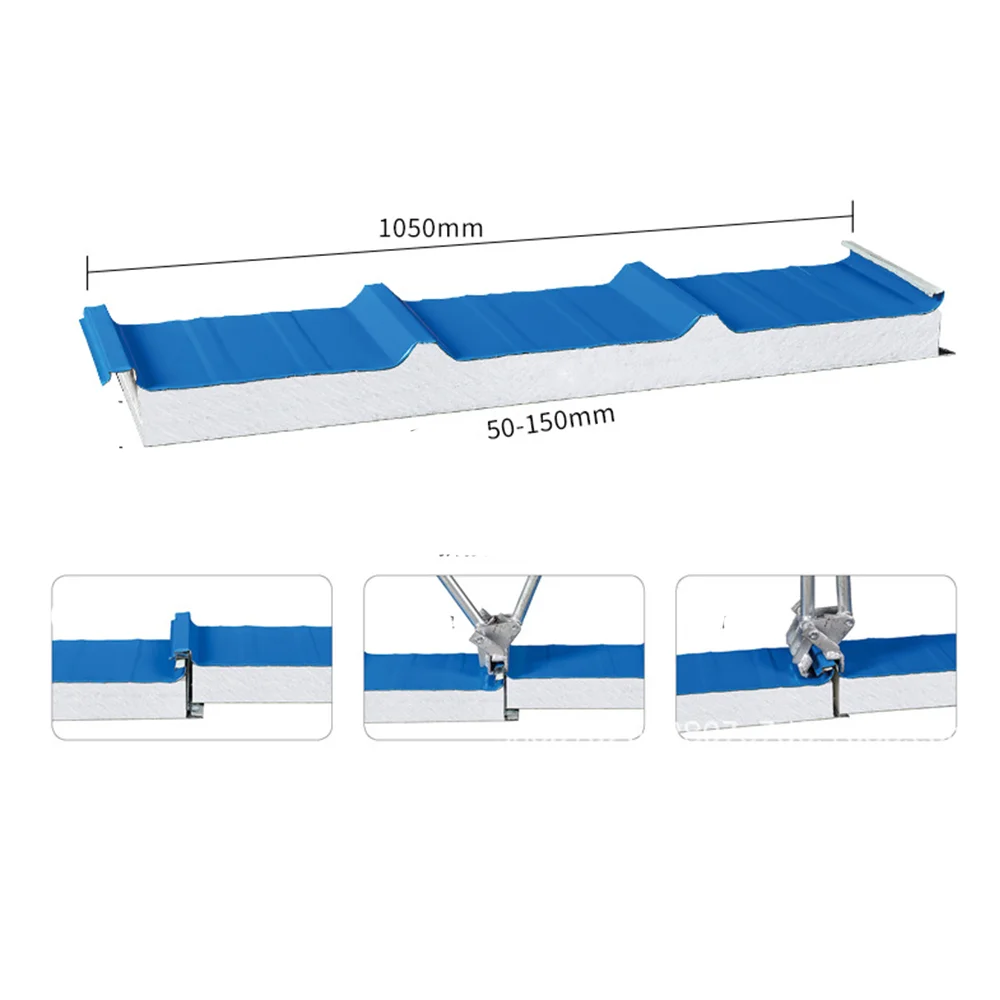 Eps Rock Wool Pir Glass Fibre Polyurethane Fireproof Sheet Metal Insulated Sandwich Panels Roof