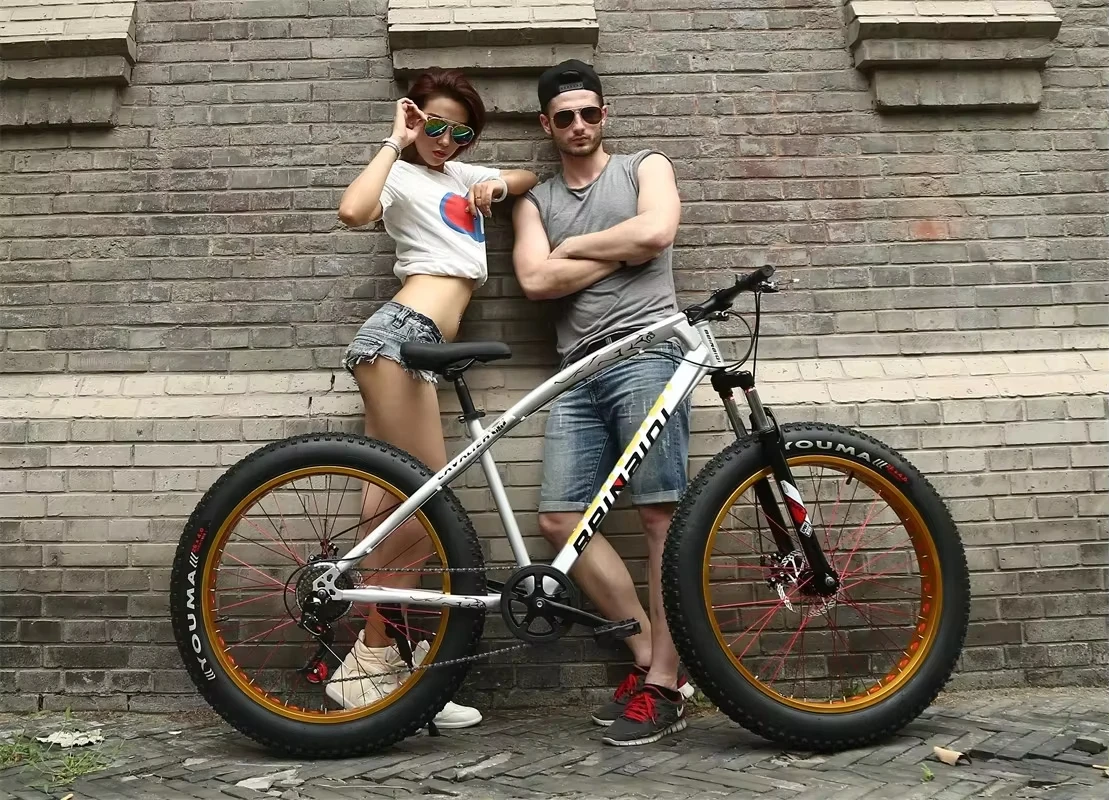 26 Inch Fat Bike 4.0 Fat Tire Bicycle Children Beach Snow Bike 7/21/24/27 Speed Mountain Bicycle for Kid Steel Moutain Bike