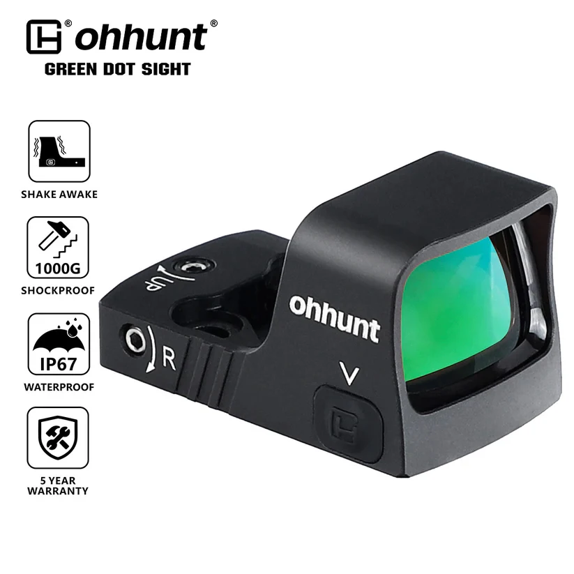 Ohhunt Optics RMSc Low Profile Base Green Dot Reflex Sight Motion Sensor Auto Shut Off Green Dot Scope Hunting