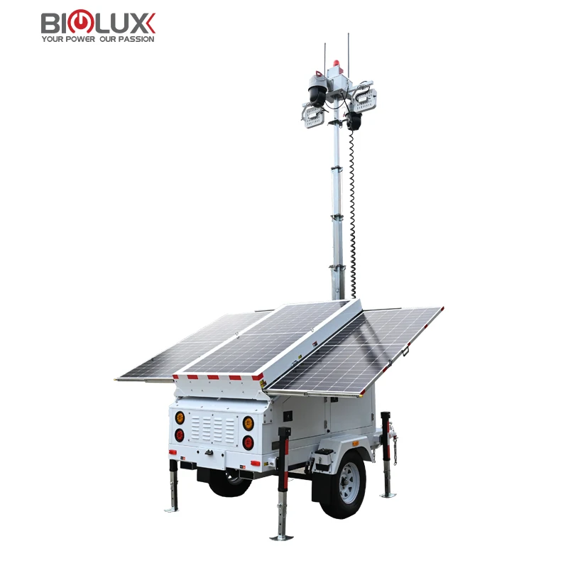 long endurance 4G 5G Starlink Hybrid Mobile Solar CCTV Surveillance Trailer Tower With Alternate Energy Sources For Security