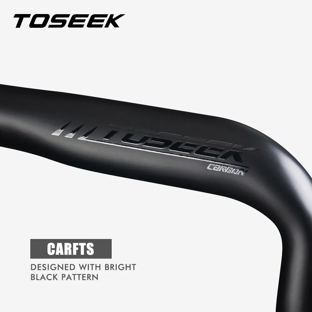 TOSEEK Road Bicycle Carbon Handlebar Reduce Resistance Bent Bar Strengthen Bike Parts 400/420/440mm External Routing Black Matte