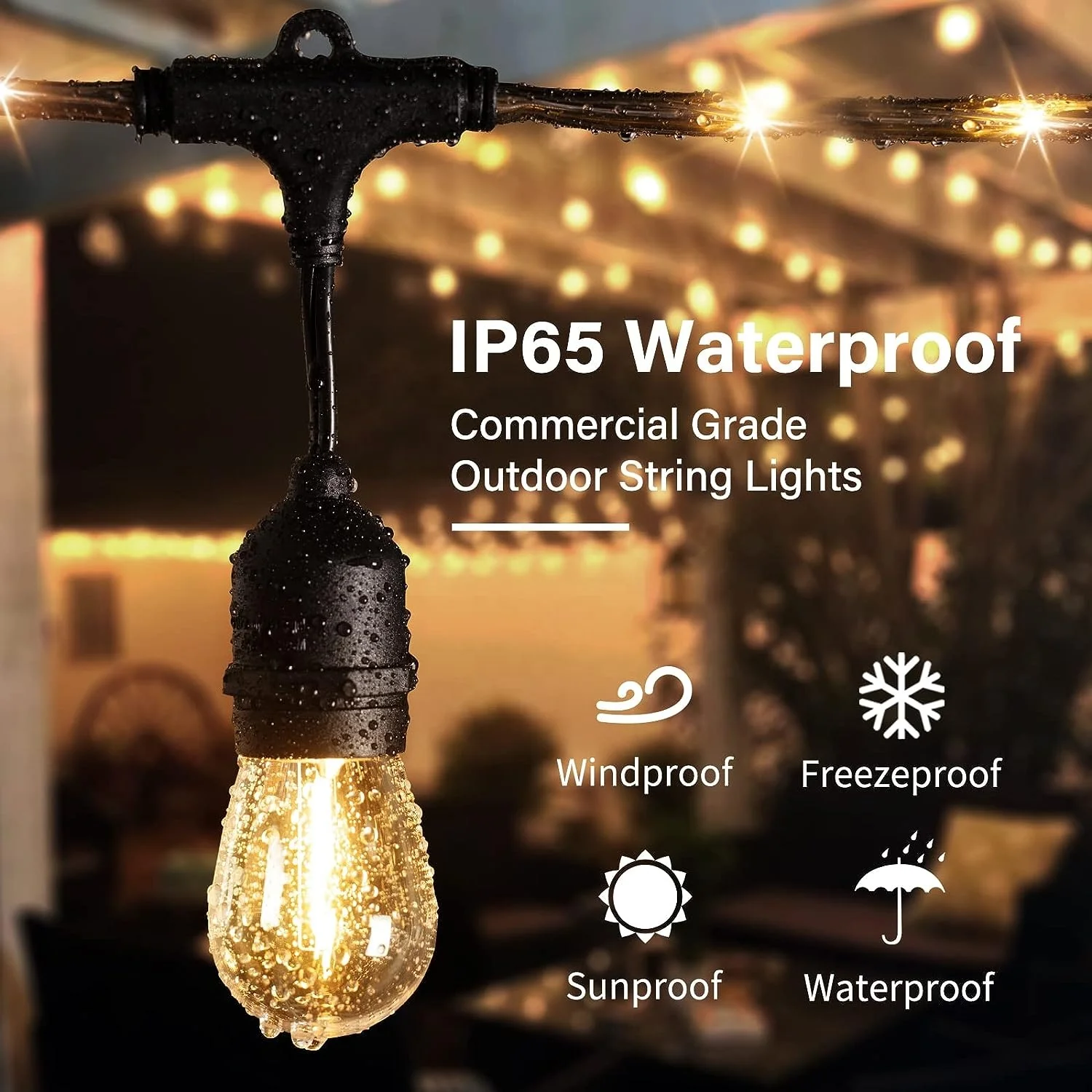 Outdoor RGB String Lights Color Changing with Flashing Rope Luminous String for Outside Patio Backyard Christmas Holiday Party