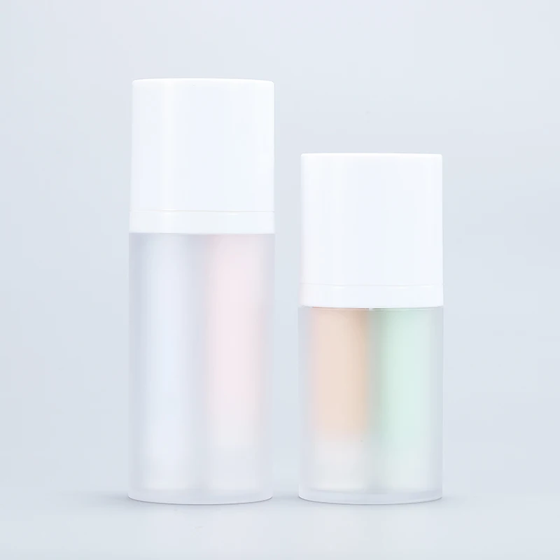 Cosmetic Airless Lotion Pump Bottles Multi Chamber Plastic PE Bottle Dual Chamber 30ml 50ml Hot Sale Empty Double Tube 2 in 1