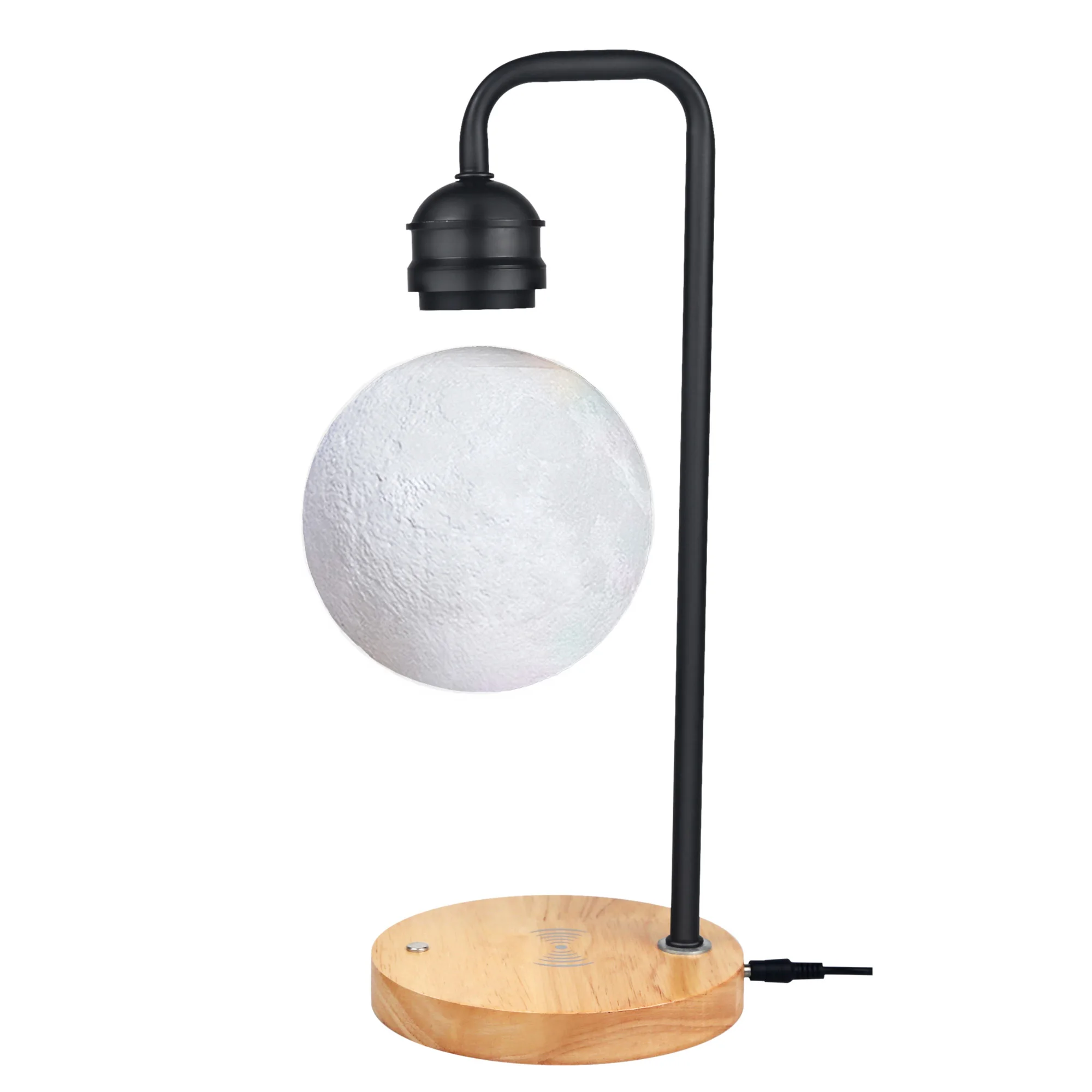 Amazon Hot Christmas Gift  Night Light Magnetic Levitating Moon Lamp with Wireless Phone Charger Levitation Floating DeskLamp