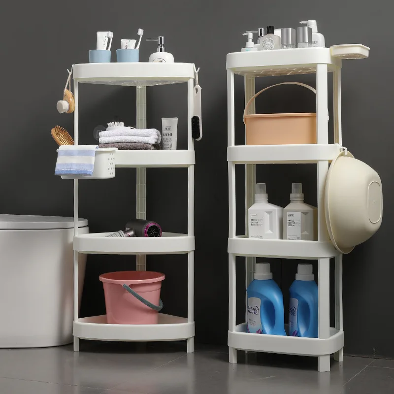 Bathroom white shelf stand Plastic 3 layers Corner Shelf Shower Basket Storage holders for Bathroom and kitchen