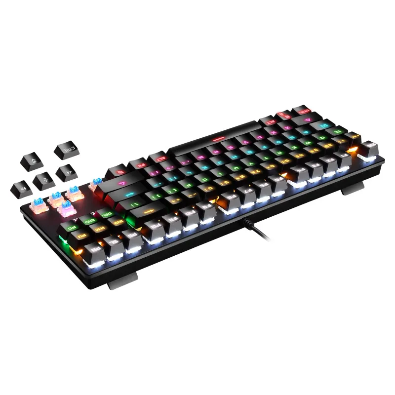  Новейшая компьютерная клавиатура с цветной светодиодной подсветкой 87 клавиш RGB игровая
