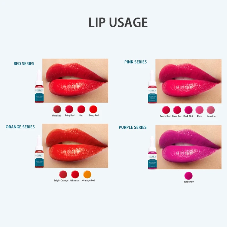 Famisoo Charm Color Private Label permanent makeup pigment For Lip Device Liquid Microblading pigment