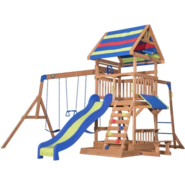 High Quality Multifunction Wooden Outdoor Playground for Kids INS Children Outdoor Slide Garden Swing Set