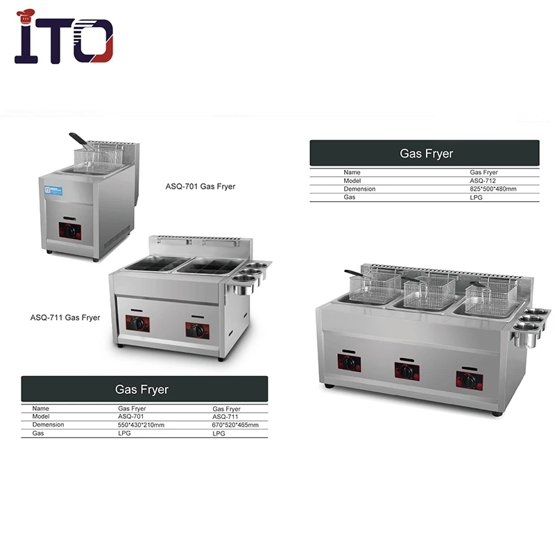 Commercial High Quality Tabletop Stainless Steel Gas Deep Fryer Machine