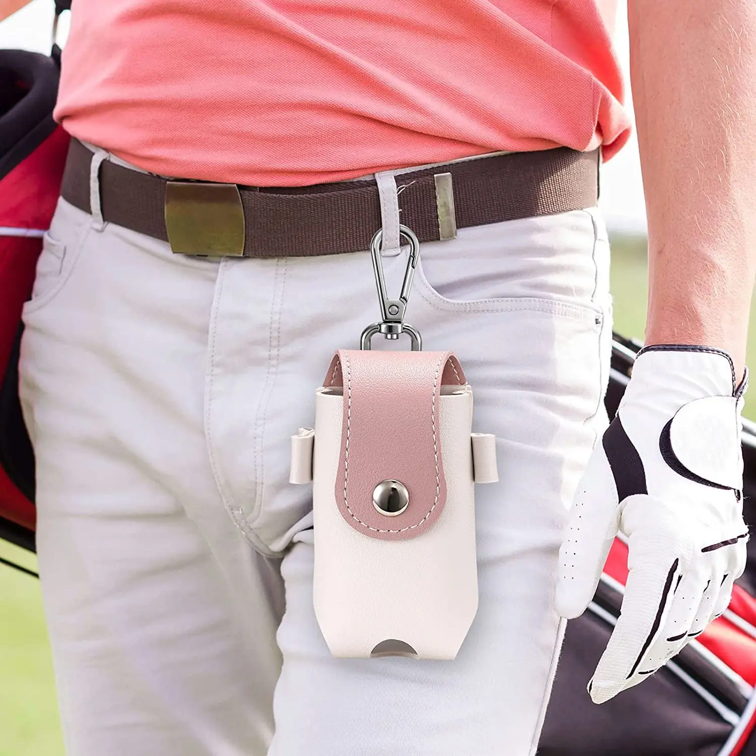 Wholesale Single Golf Bags Fanny Pack PU Leather Outdoor Sports Golfball Carry Pouch Portable Golfbag Cover Waist Bags