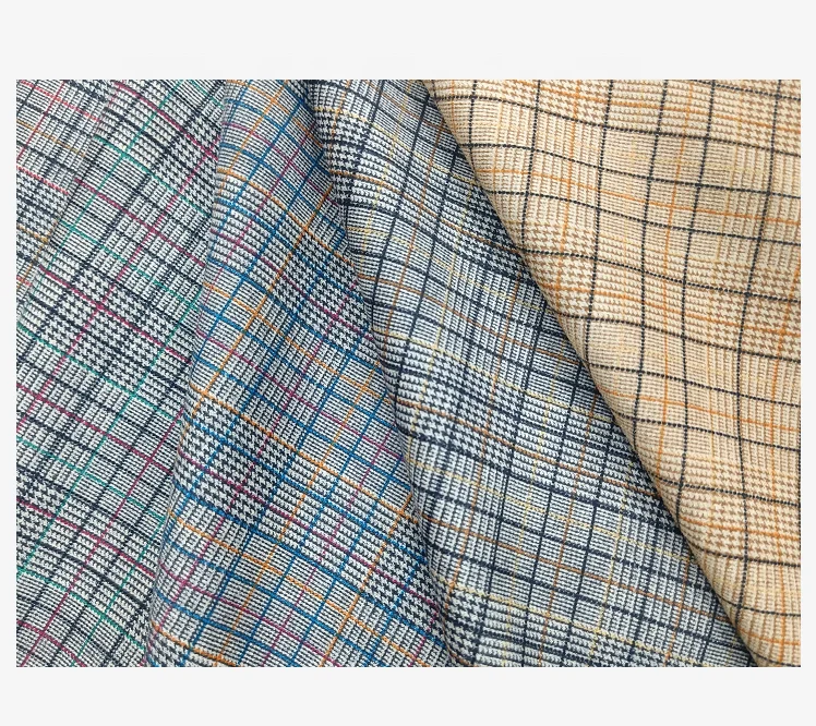 classic plaid recycled polyester scuba suede elastic knitted sandvik materials technology sofa bullet hot fabric hometextile