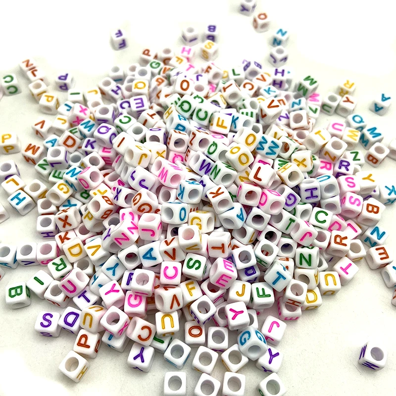 Wholesale Quality 4mm*7mm Vintage Golden Jewelry Colorful Letter Plastic Alphabet Beads
