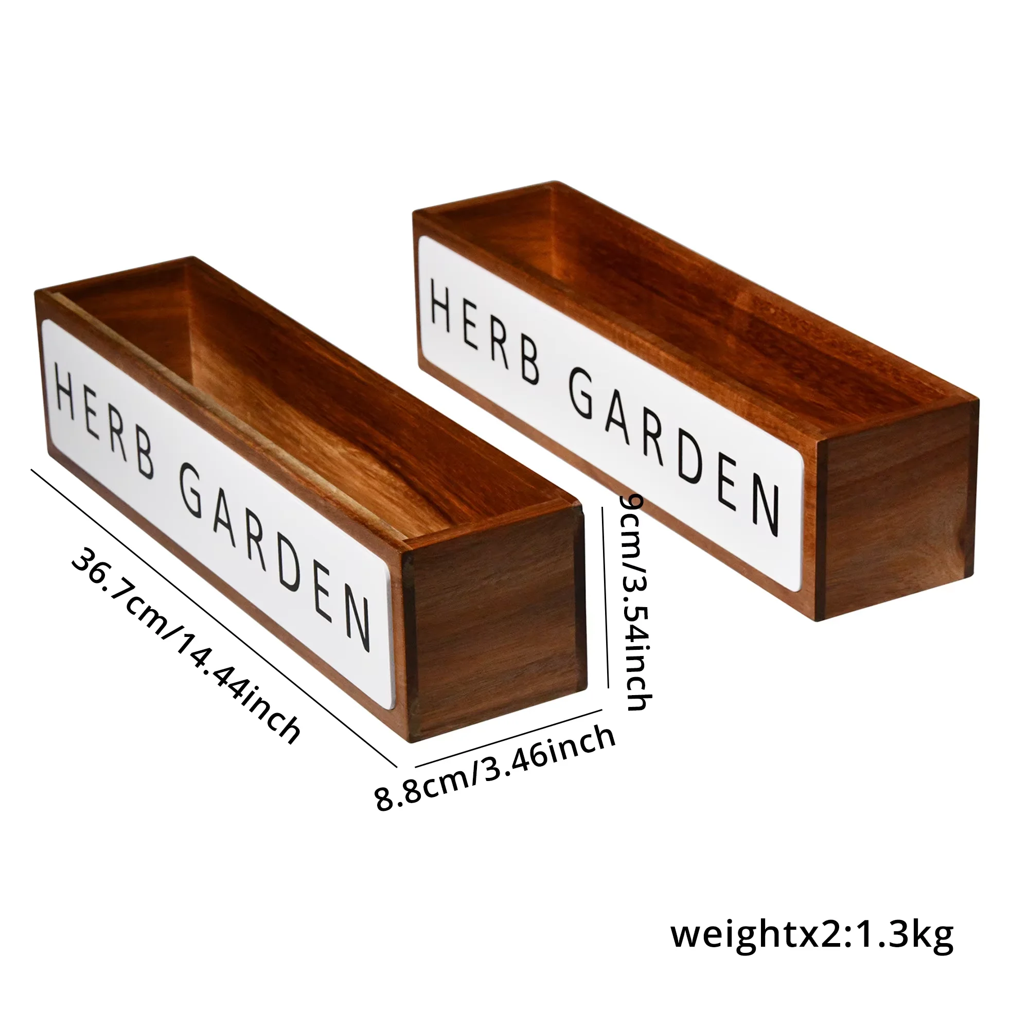E-co Friendly New Design Durable Wooden Herb Garden Organizer Window Box Planter Flower Pot Holder Display Rack with 3 Type Pots