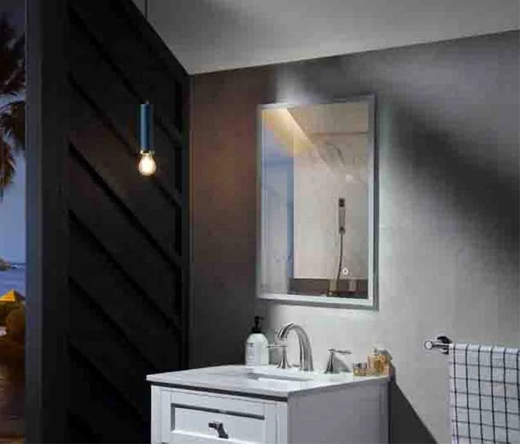 Furniture Home Square Led Light Mirror Glass Frame Bath Mirror Bathroom Led Large Vanity Bath Mirrors With Lights
