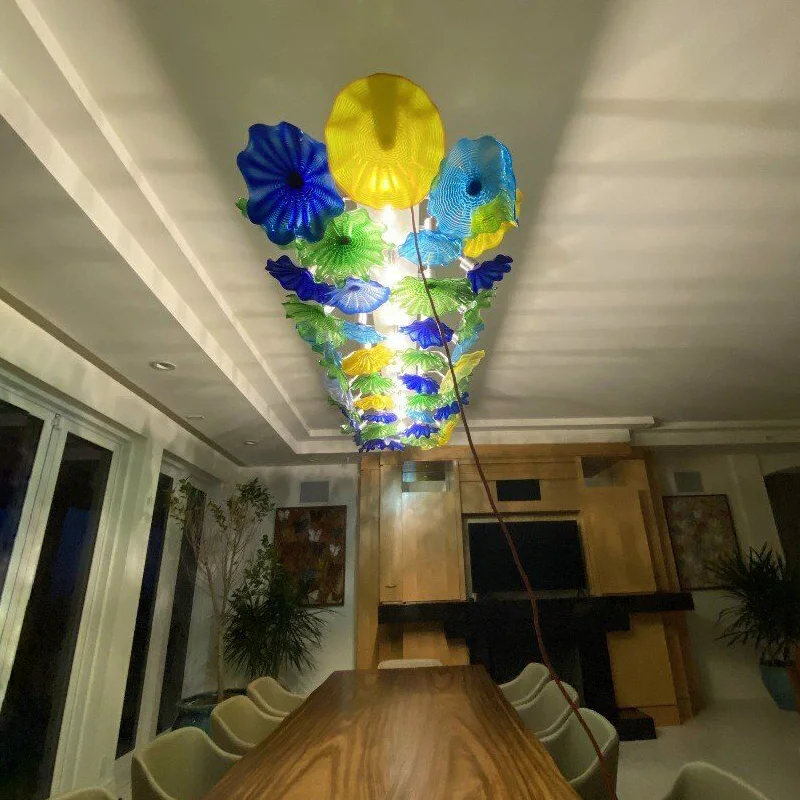 chandelier lights luxury dome flower murano glass art ceiling mounted hand blown glass chandelier for restaurant banquet hall