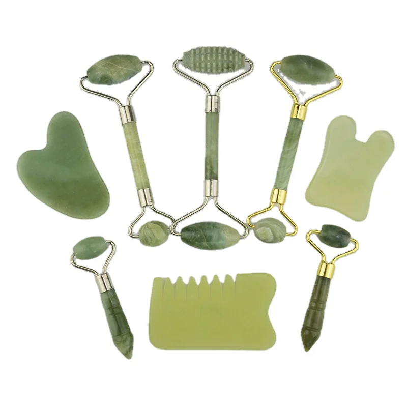 Face-lift new green xiuyan facial natural crystal face massage jade roller