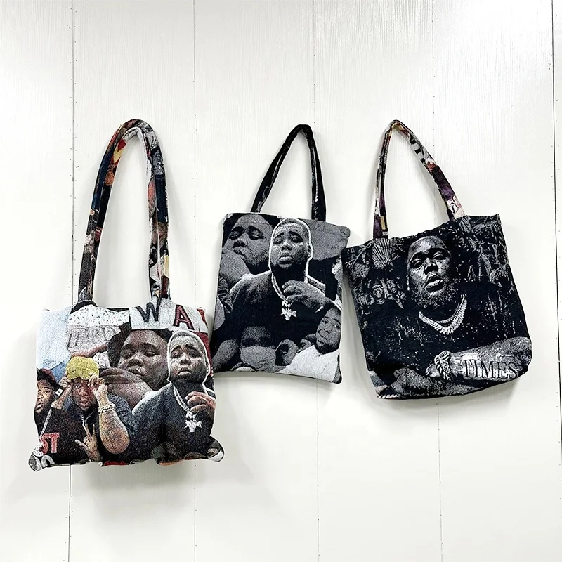 Rod Wave jacquard woven tapestry tote bag grocery bag custom tapestry bag