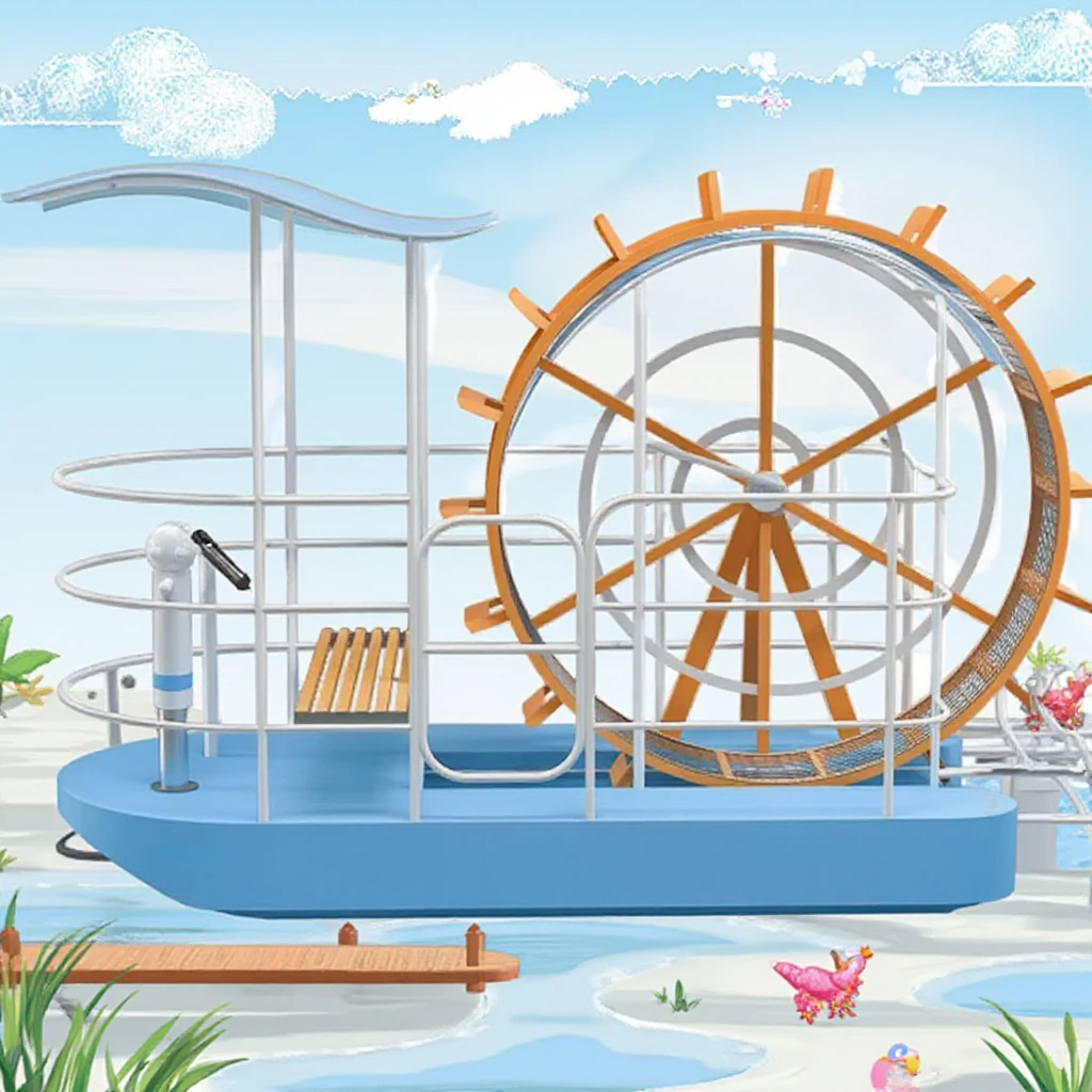 Leisure Pedal Fiberglass Paddle Boat Steel and FRP Inflatable Water Toys for Amusement Park Games Water Play Equipment