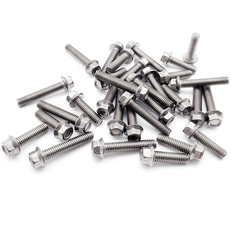 Corrosion resistant gr2 Gr5 titanium bolts din6921 titanium flange hex bolt m6