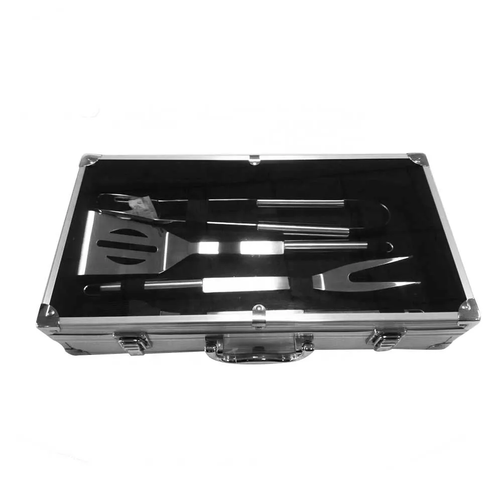 Professional Outdoor Barbecue Grill Utensils 4 Pieces Bbq Multi Tool Set Aluminum Stainless Steel Bbq Tool With Suitcase