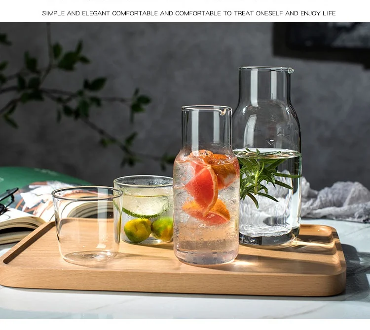 Стеклянный кувшин для воды для одного человека в японском стиле, маленькая емкость, с одной чашкой в комплекте, графин с чашкой на выбор
