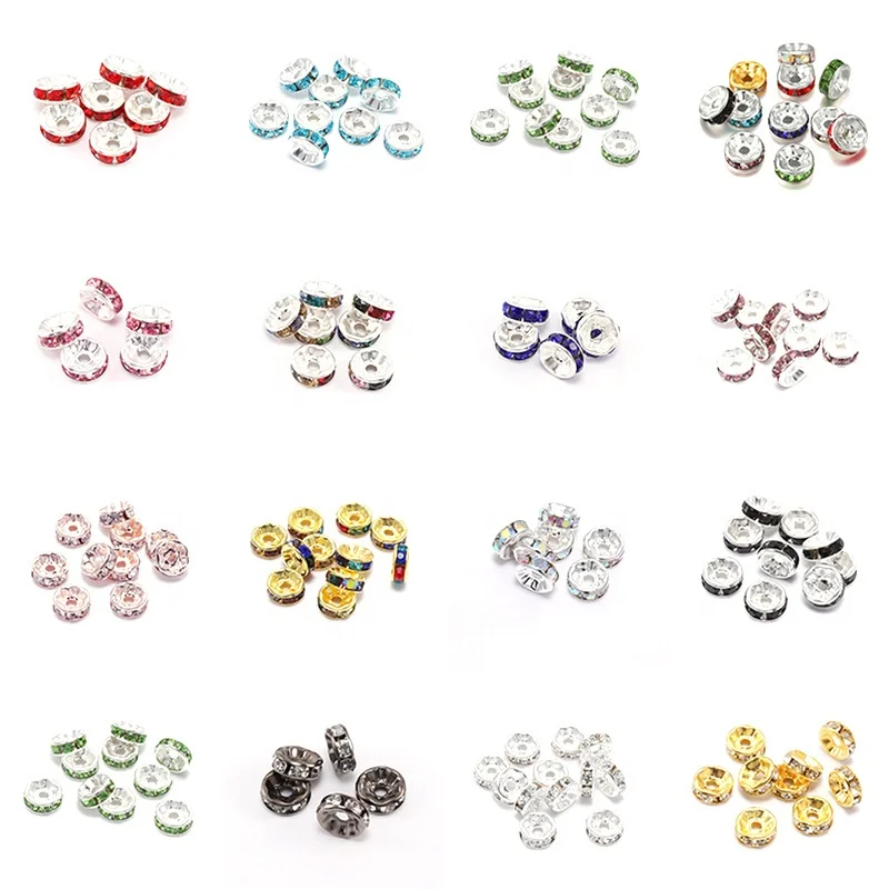Handmade Accessories Diamond Ring Spacer Beads Color Bracelet Diamond Spacer Wheel Ring 6/8/10/12mm Diy Jewelry/