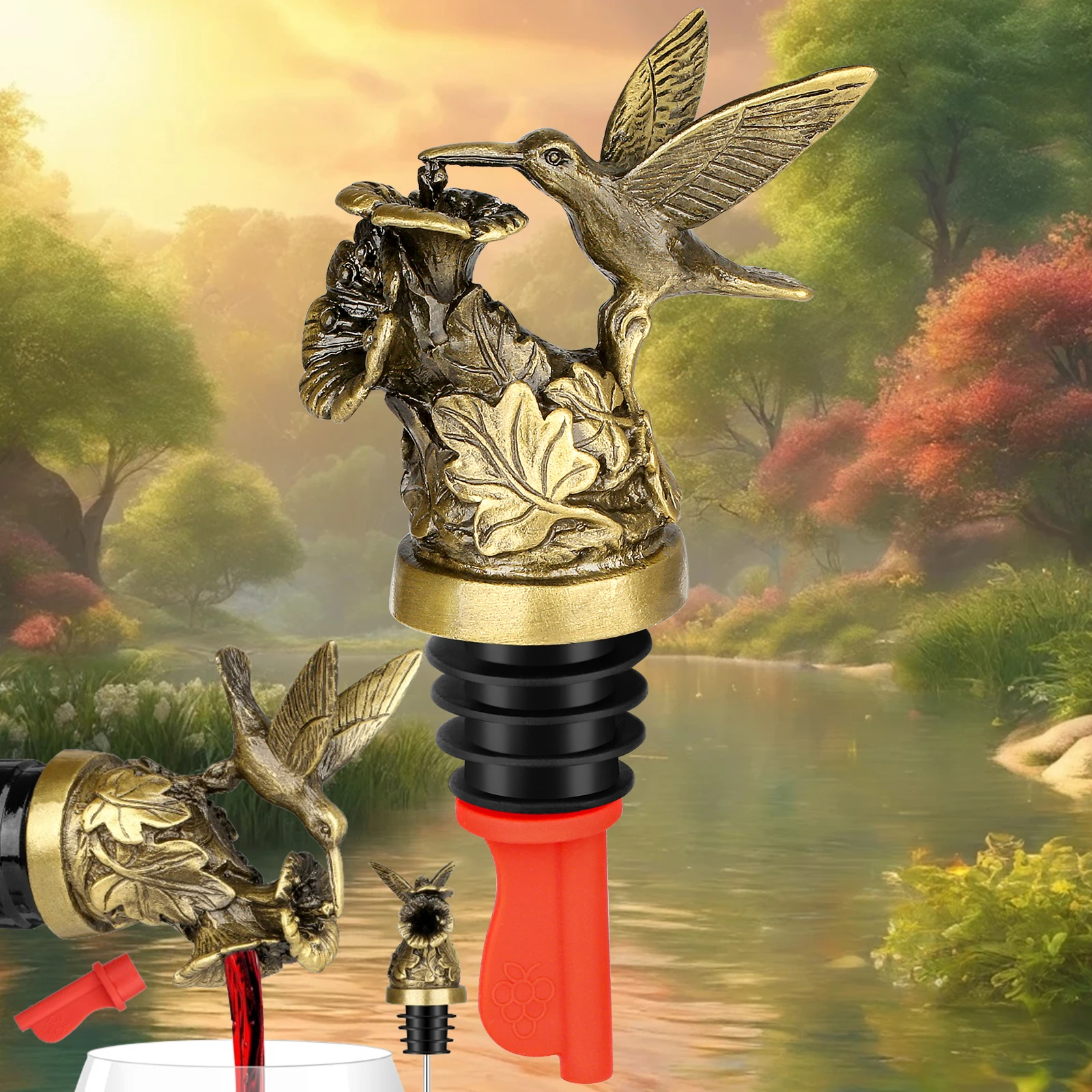 Bar Accessories Wine Aerator Animal Hummingbird Wine Pourer Decorative Bottle Pourer Spout for Home Restaurant Bar Dispenser