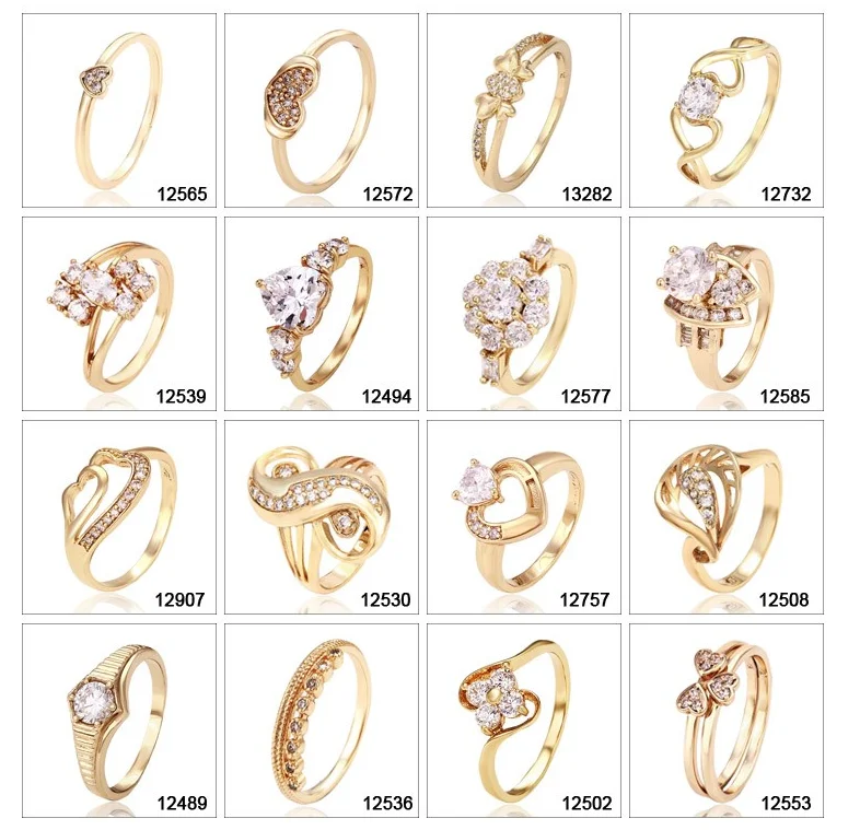 Xuping jewelry 14k gold color plated fashion luxury glass rings charm design gift party jewelry for girl women
