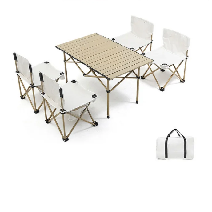 Outdoor folding one  long table and  four  chair set portable 5pcs/set