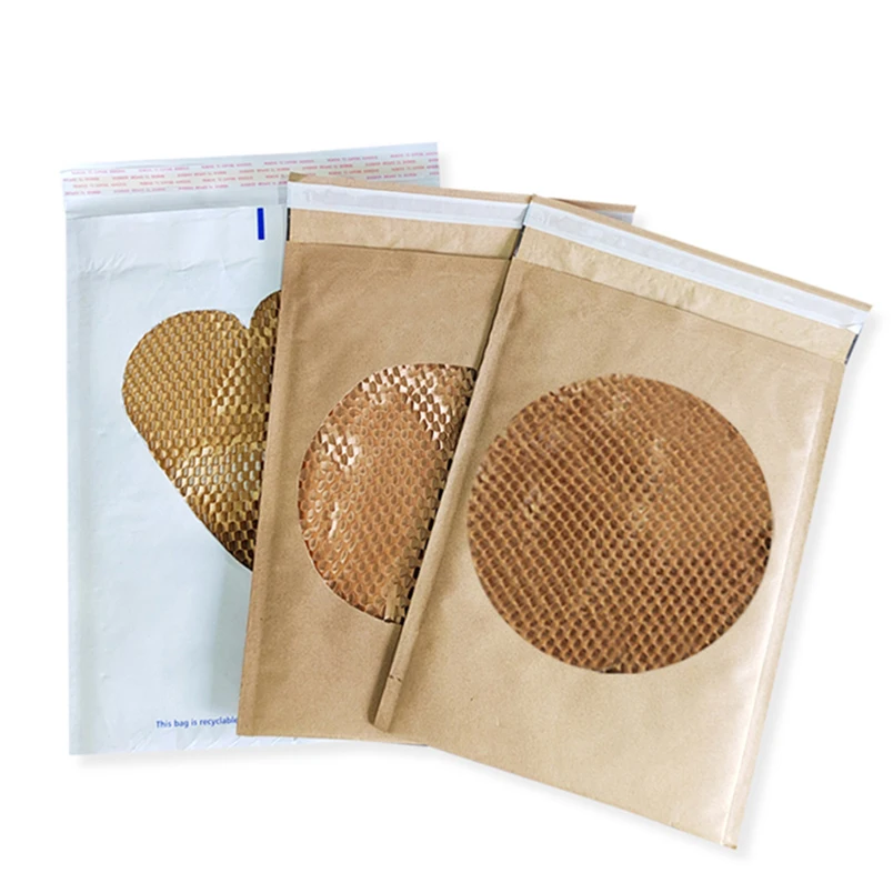 Wholesale Custom Size Eco Friendly 100% Recycled Honeycomb Corrugated Kraft Padded  Shipping Mailers bag