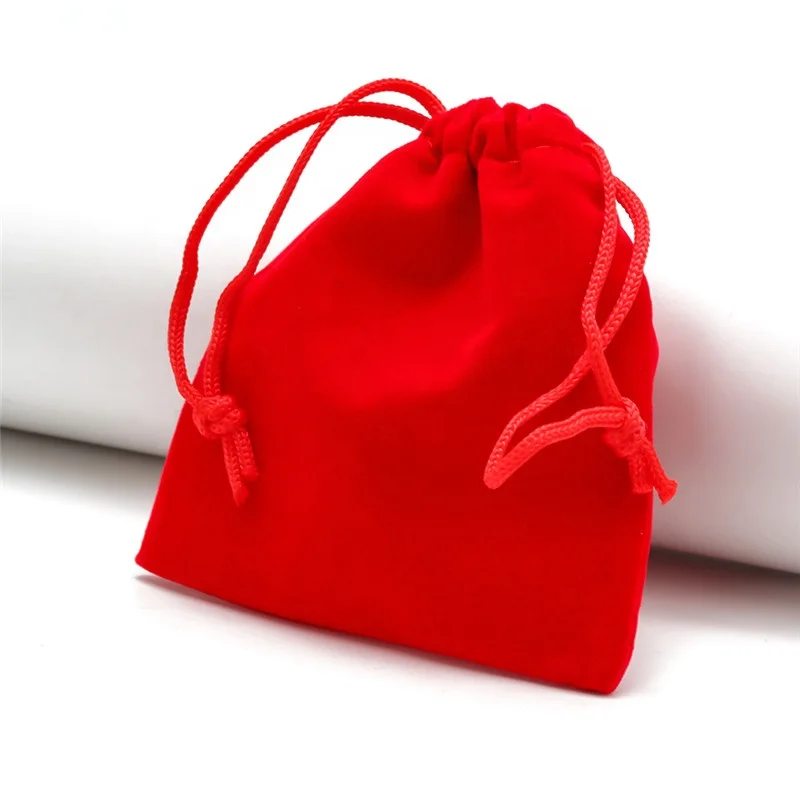 
8*10cm Red Velvet Drawstring Pouch Jewelry Bag Christmas Wedding Gift Bags Pouches 