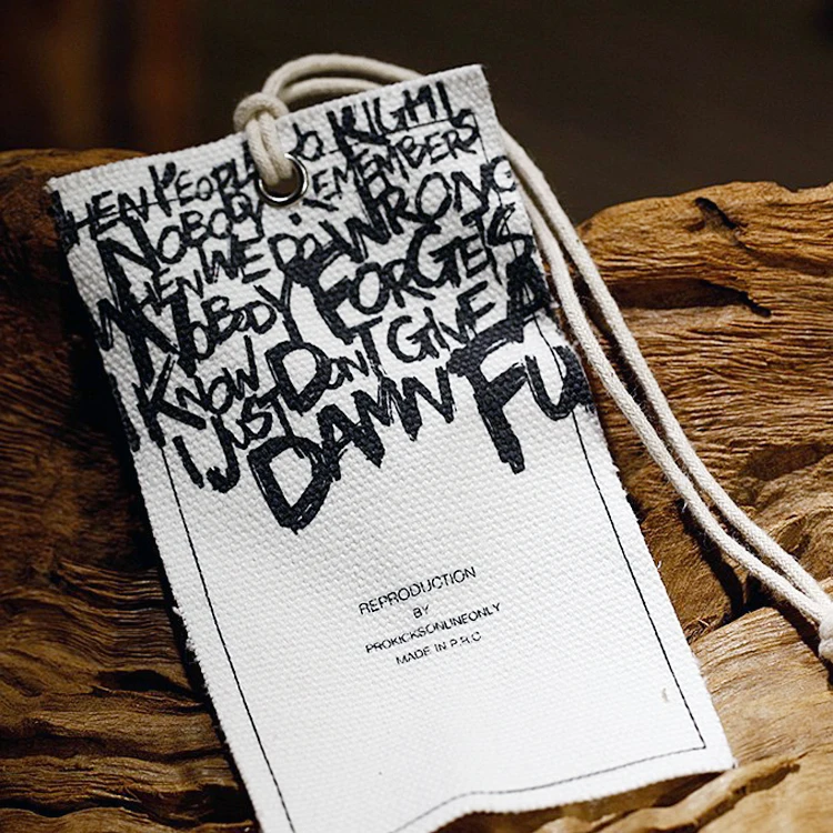 Custom Clothes High Quality Cotton Cloth Canvas Fabric Clothing Hang Tag Waxed String Cloth Tag With Custom Printed Logo
