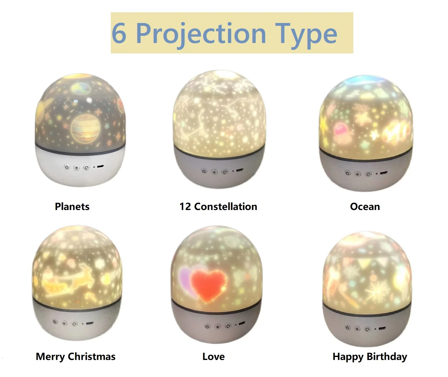 Special made led projection lamp 3*AAA battery plug-in star projector night light  with 6 projections