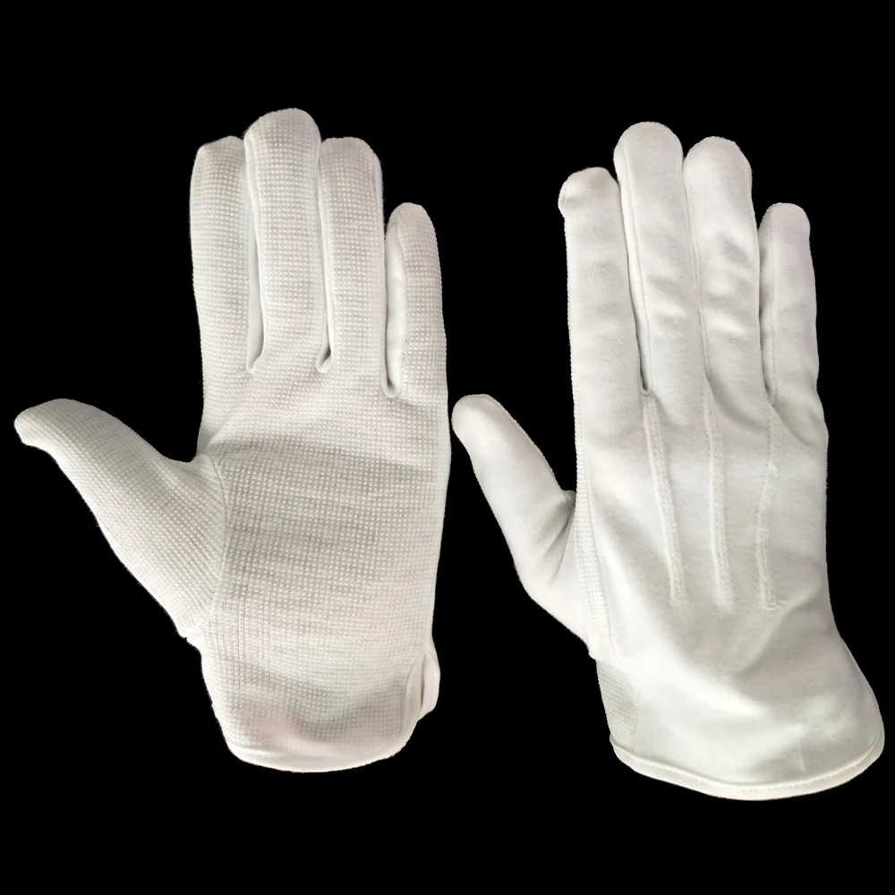 white hand riding driving  breathable soft non-slip cotton waiter waitress pvc dot glove