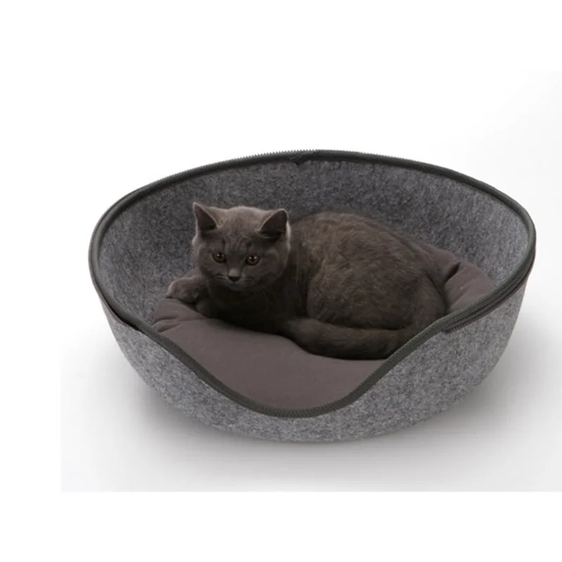 Pet Supplies Hot Selling Felt Cat Bed Cave Indoor Cat Bed Multifunction Round Donut Pet Bed For Dog Cat