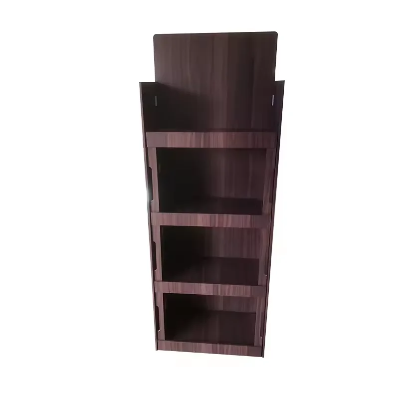 4-Tier MDF Wood  Wine & Beverage Display Rack Floor Stand Shelf for Store Use in Supermarkets Shopping Malls