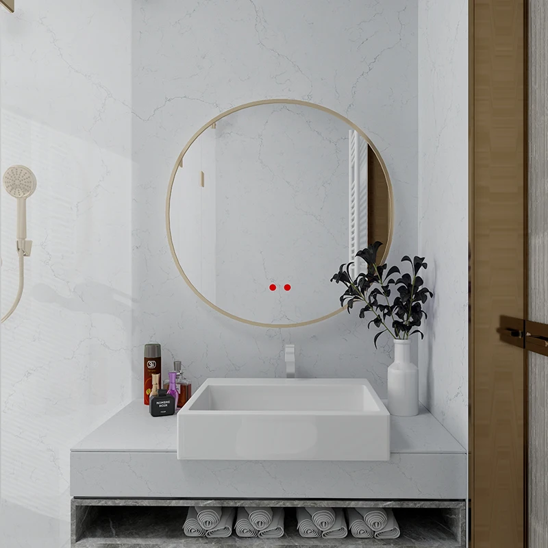 Calacatta Engineered Modern Quartz Stone Big Slabs White with Grey Vein Artificial Quartz Stone Slabs for Living Room Deco