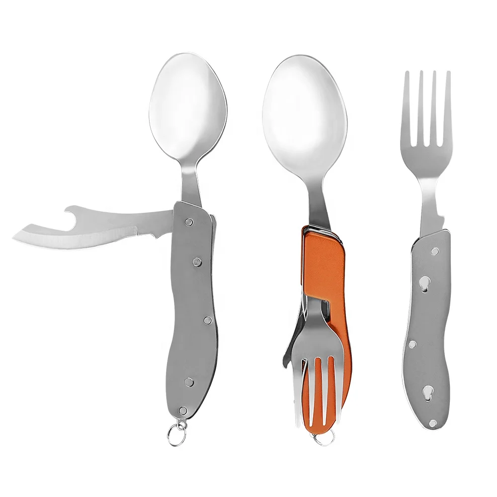 Портативный набор столовых приборов 4 в 1, ультралегкие столовые приборы из нержавеющей стали для путешествий, кемпинга, набор столовых приборов для путешествий