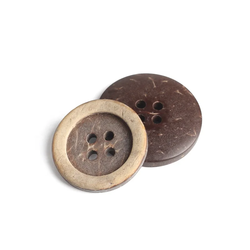 Eco-friendly 4 Holes Brim Natural Coconut Shell Sewing Button For Shirt