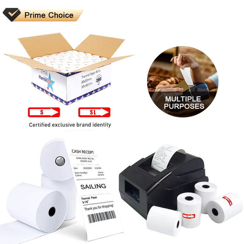 80*80 Atm Printed Cash Pos Receipt Register Paper With 80X80Mm Thermal Paper Roll
