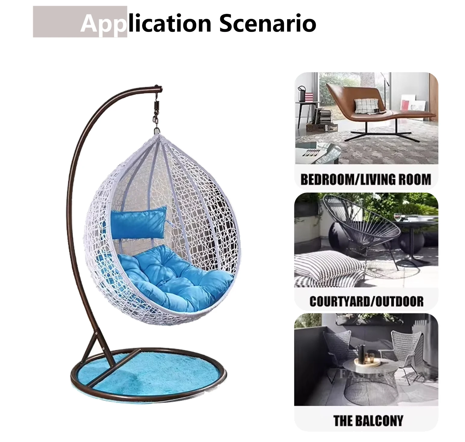 Wholesale Fashion Design Outdoor Garden Patio Rattan Folding Balcony Foldable Terrace Hanging Swing Egg Pod Chair For Bedroom