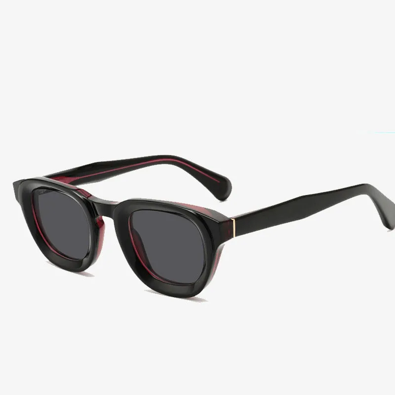 Simple Handmade Acetate Material Men and Women Thick Sunglasses Oval Circle Frame UV400 Protection TAC Lenses Spectacles
