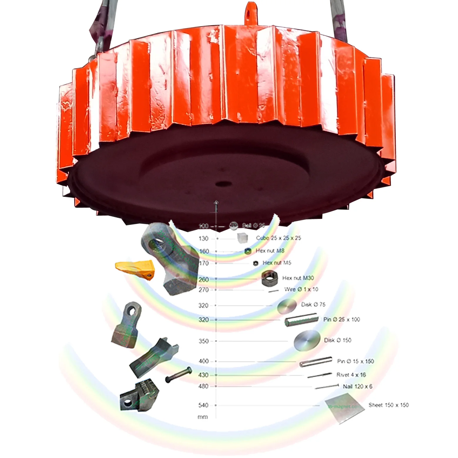 rcdb suspended electric electro magnetic iron separator for metal removing