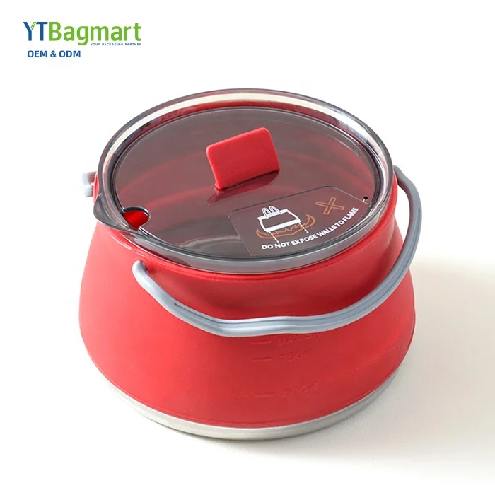 Outdoor Camping Cookware Set Silicone Folding Kettle Soup Pot Camping Portable Tableware