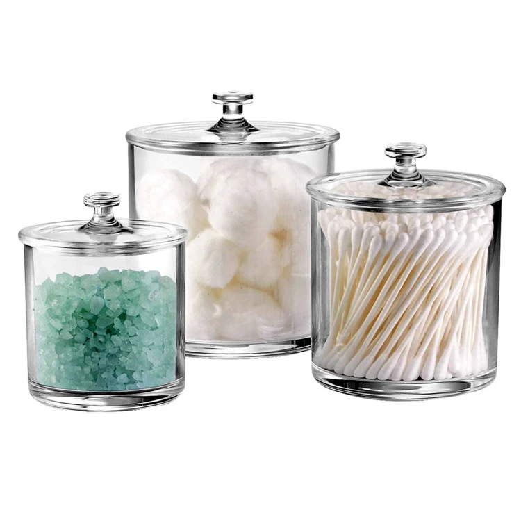 Amazon Acrylic Apothecary Jars Set of 3 Storage Box Crystal Clear Storage Canisters with Lids