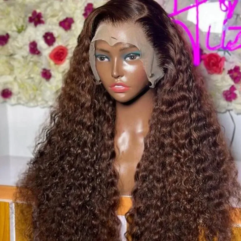 Raw Indian Loose Deep Wave Wig Jerry Curly Full Lace 100% Human Hair Wig 180% 200% Density 13x4 30inch Long Lace Frontal Wig